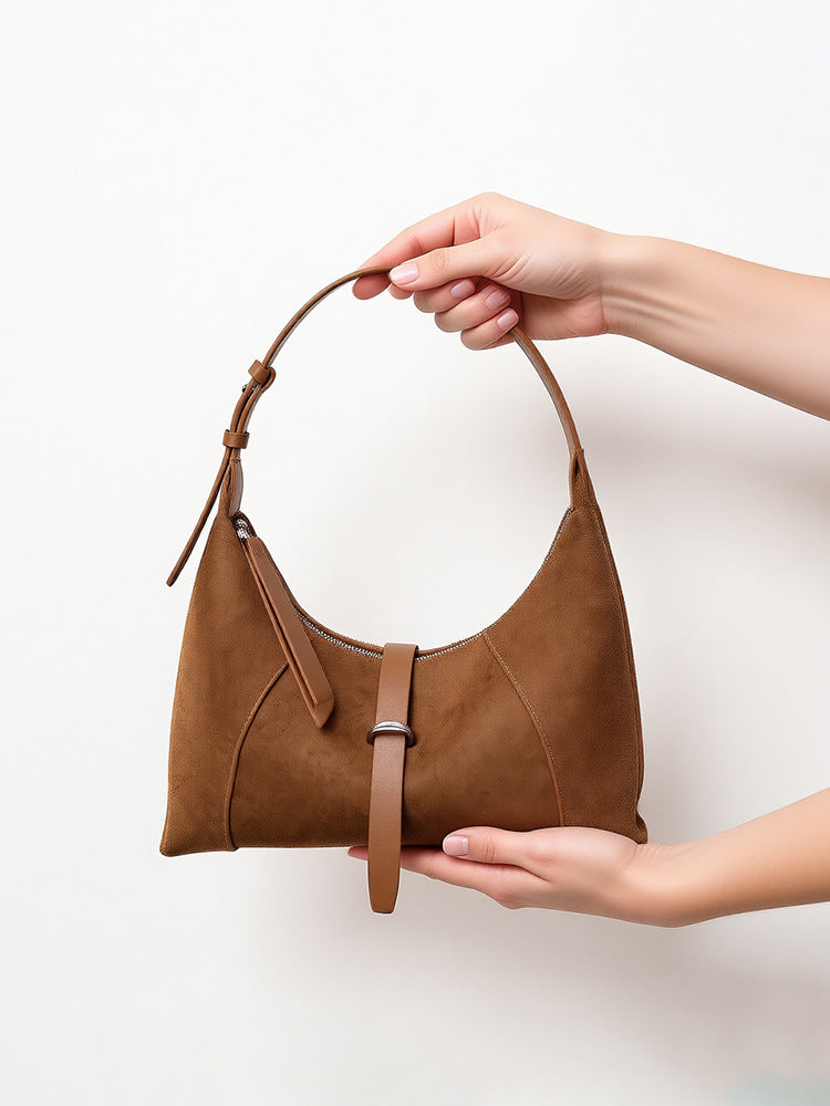 Authentic leather handbag for women, 2025 autumn and winter new style, Korean style, niche women's bag, commuting shoulder bag textured crossbody bag, handbag