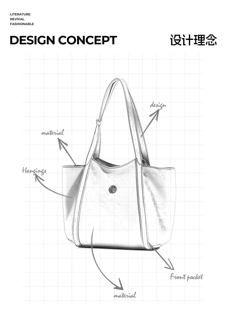 High-end 2025 new niche handbag vegetable tanned leather tote bag large capacity commuting high-end single shoulder computer